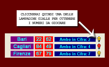 Dovrai cliccare su una delle lampadine gialle per ottenere i numeri dell'ambo in cifra