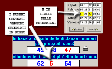 Spostandoti tra le estrazioni vengono segnalti i numeri colpiti
