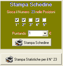 Potrai stampare le schedine per gli estratti determinati e le statistiche visualizzate.