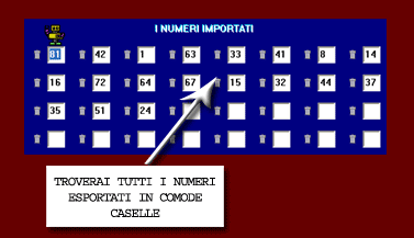 Tutti i numeri esportati saranno in comode caselle