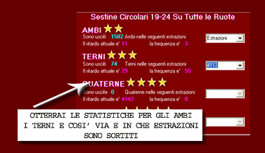 Otterrai le statistiche per ambi, terni etc.