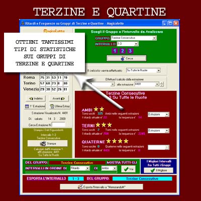 Magicalotto: Ritardi e Frequenze su Terzine e Quartine