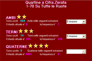 Otterrai le statistiche per ritardi e frequenze di ambi, terni etc.