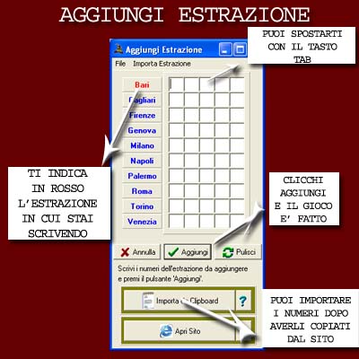 Magicalotto: Aggiungi Estrazione