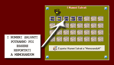 I numeri salvati potranno essere esportati a MemoranduM