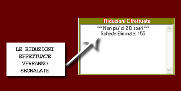 Le riduzioni effettuate saranno segnalate con le schede eliminate