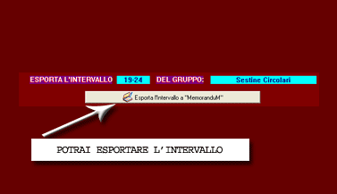 Potrai esportare l'intervallo a MemoranduM